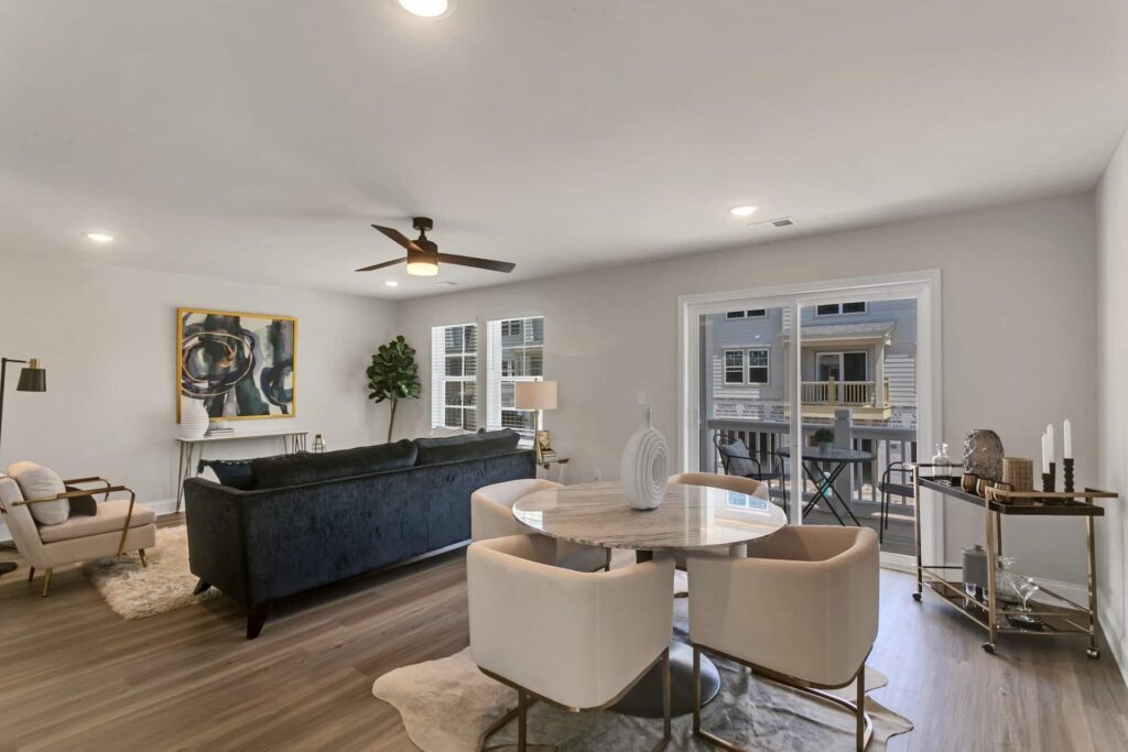 Dining area and living room